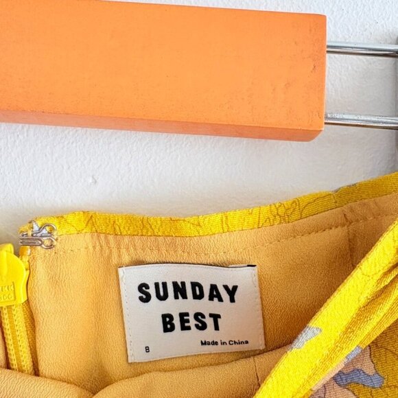 Aritzia Sunday Best Tatiana Skirt Yellow Floral Size 8 - Picture 6 of 8